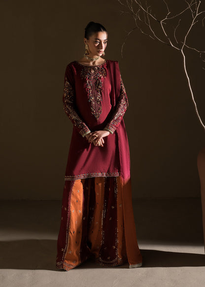 Embroidered Maroon Sharara Suit for Women Online in Sri Lanka India Australia
