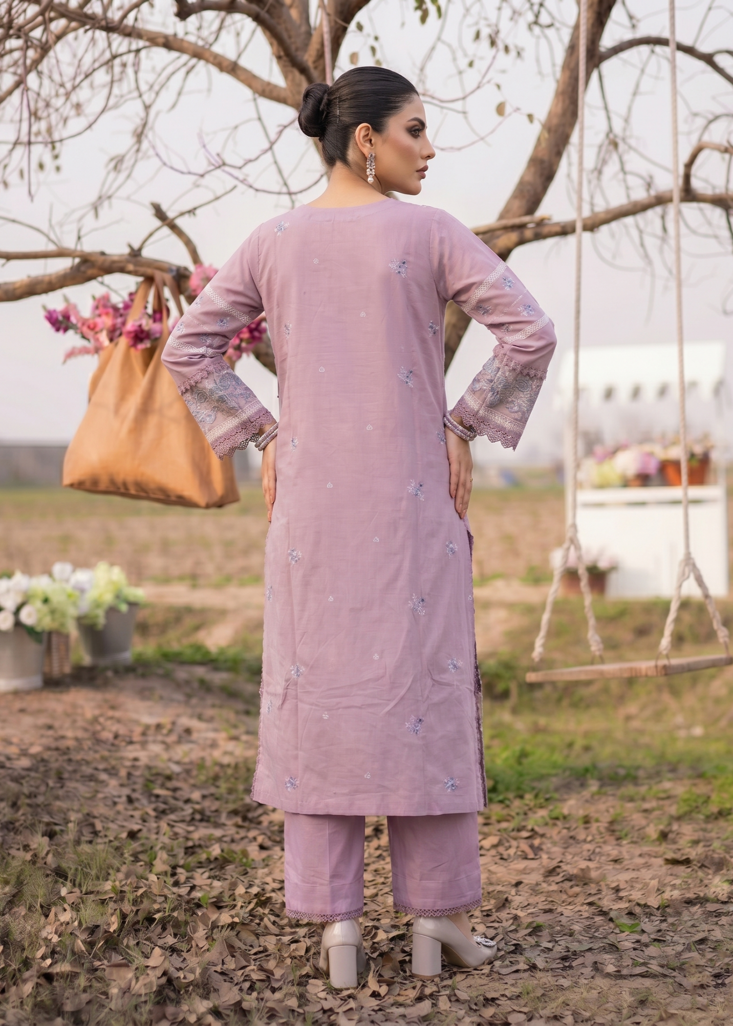 Embroidered Mauve Lawn Ladies Suit Online in UK USA Canada