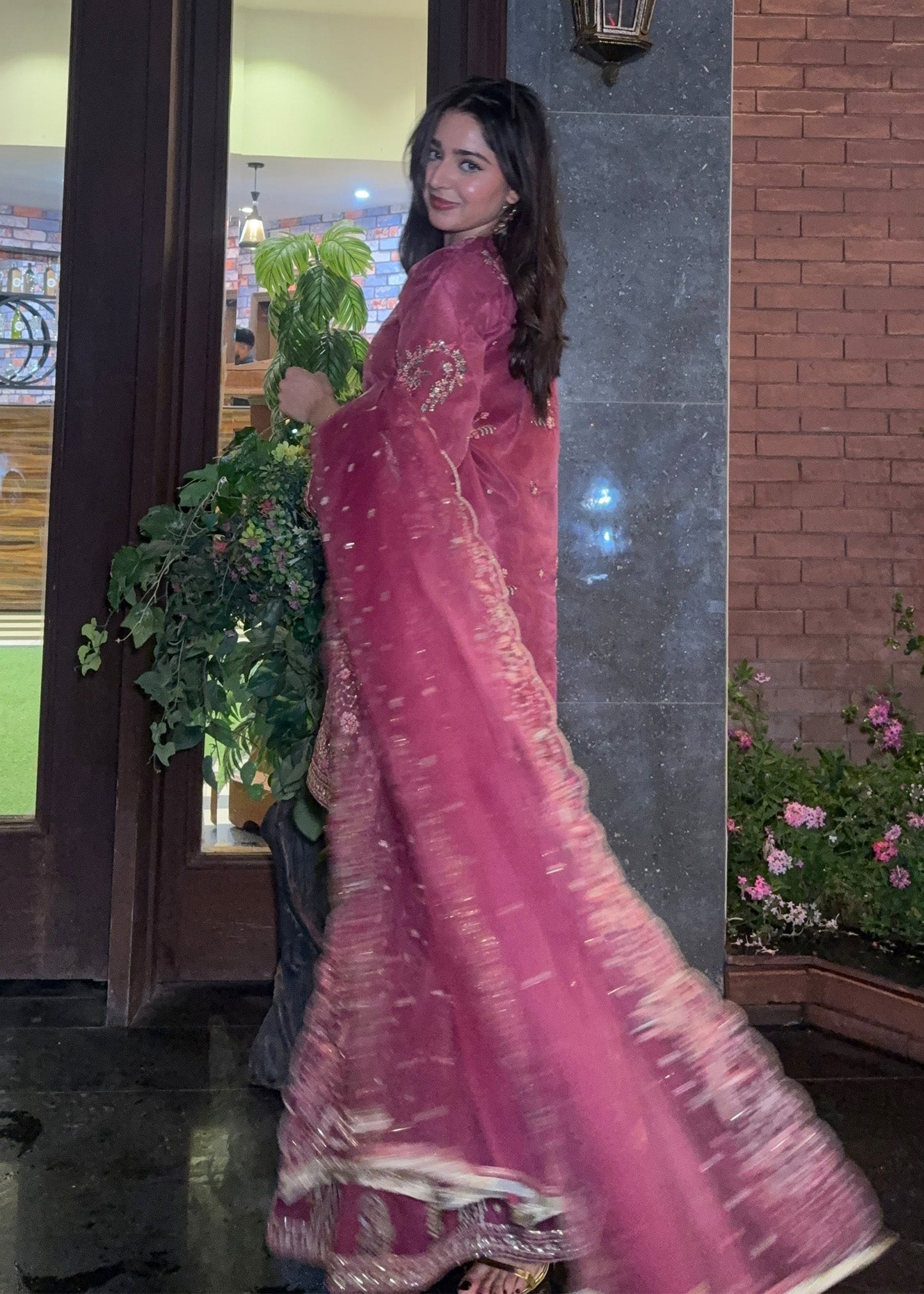 Embroidered Mauve Organza Gharara Ladies Suit Online in Sri Lanka India Australia
