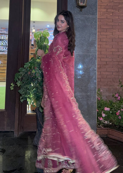Embroidered Mauve Organza Gharara Ladies Suit Online in Sri Lanka India Australia