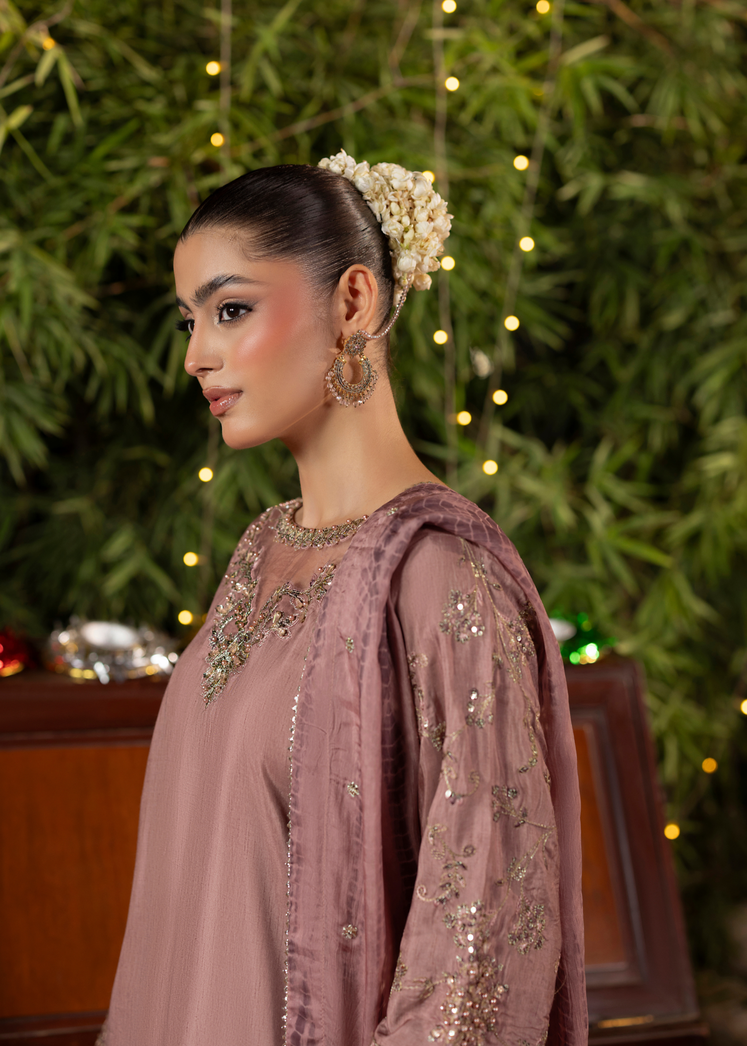 Embroidered Mauve Raw Silk Salwar Suit Online in KSA Riyadh Saudi Arabia Oman Bahrain Qatar