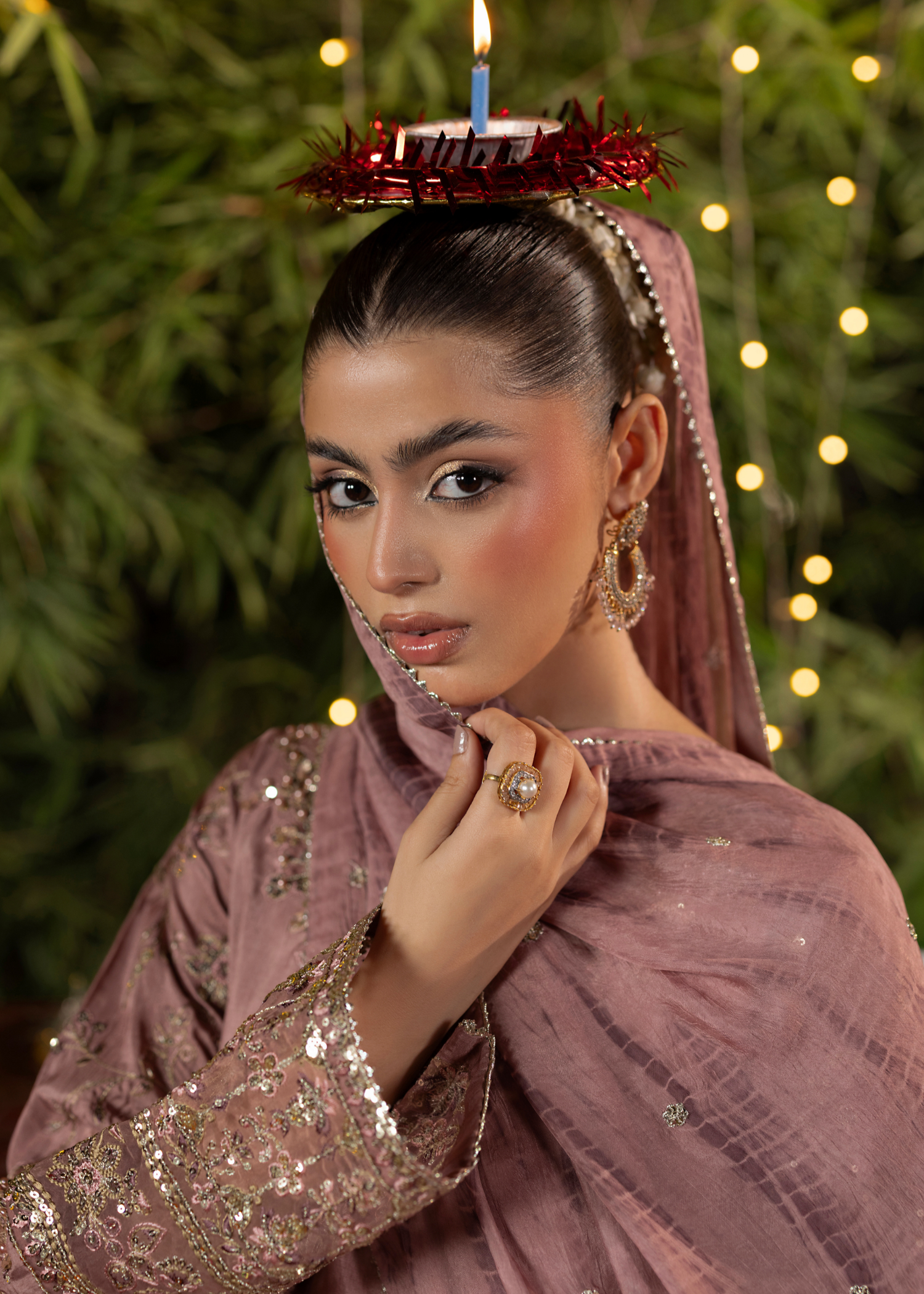 Embroidered Mauve Silk Churidar Suit Online in KSA Riyadh Saudi Arabia Oman Bahrain Qatar