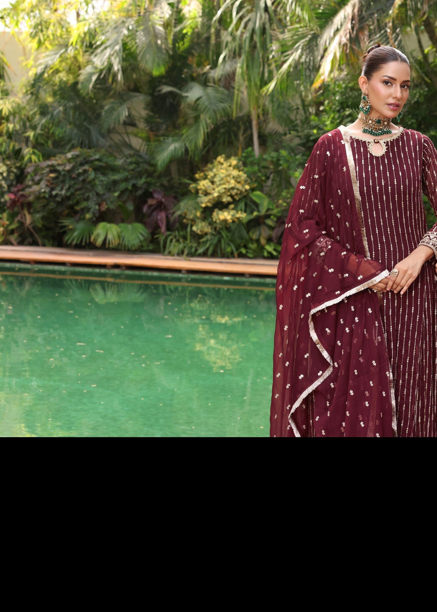 Embroidered Melon Pink Chiffon Ladies Suit Online in Dubai UAE Abudhabi Ajman Sharjah