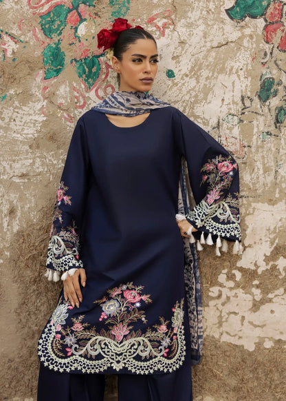 Embroidered Midnight Blue Lawn Cotton Salwar Suit Online in Dubai UAE Abudhabi Ajman Sharjah