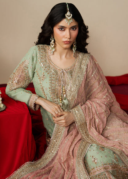 Embroidered Mint Green Chiffon Ladies Suit Online in UK USA Canada