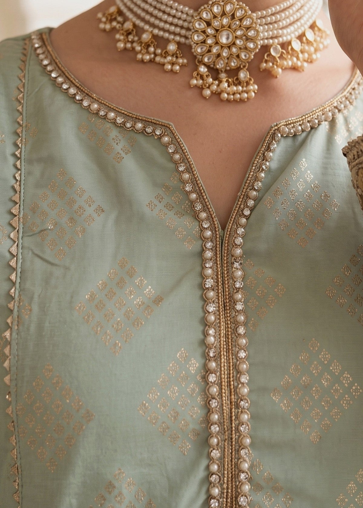 Embroidered Mint Green Cotton Masuri Pakistani Designer Suit Online in Sri Lanka India Australia