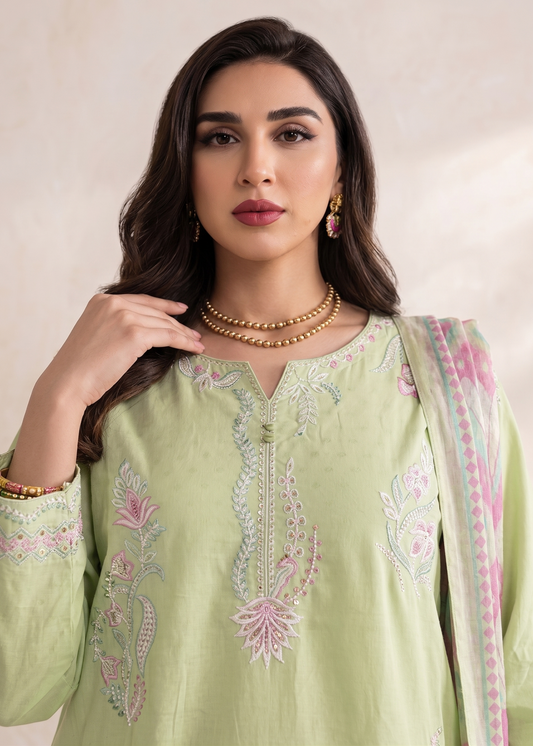 Embroidered Mint Green Lawn Salwar Kameez Online in Dubai DXB UAE Abudhabi Meena Bazaar