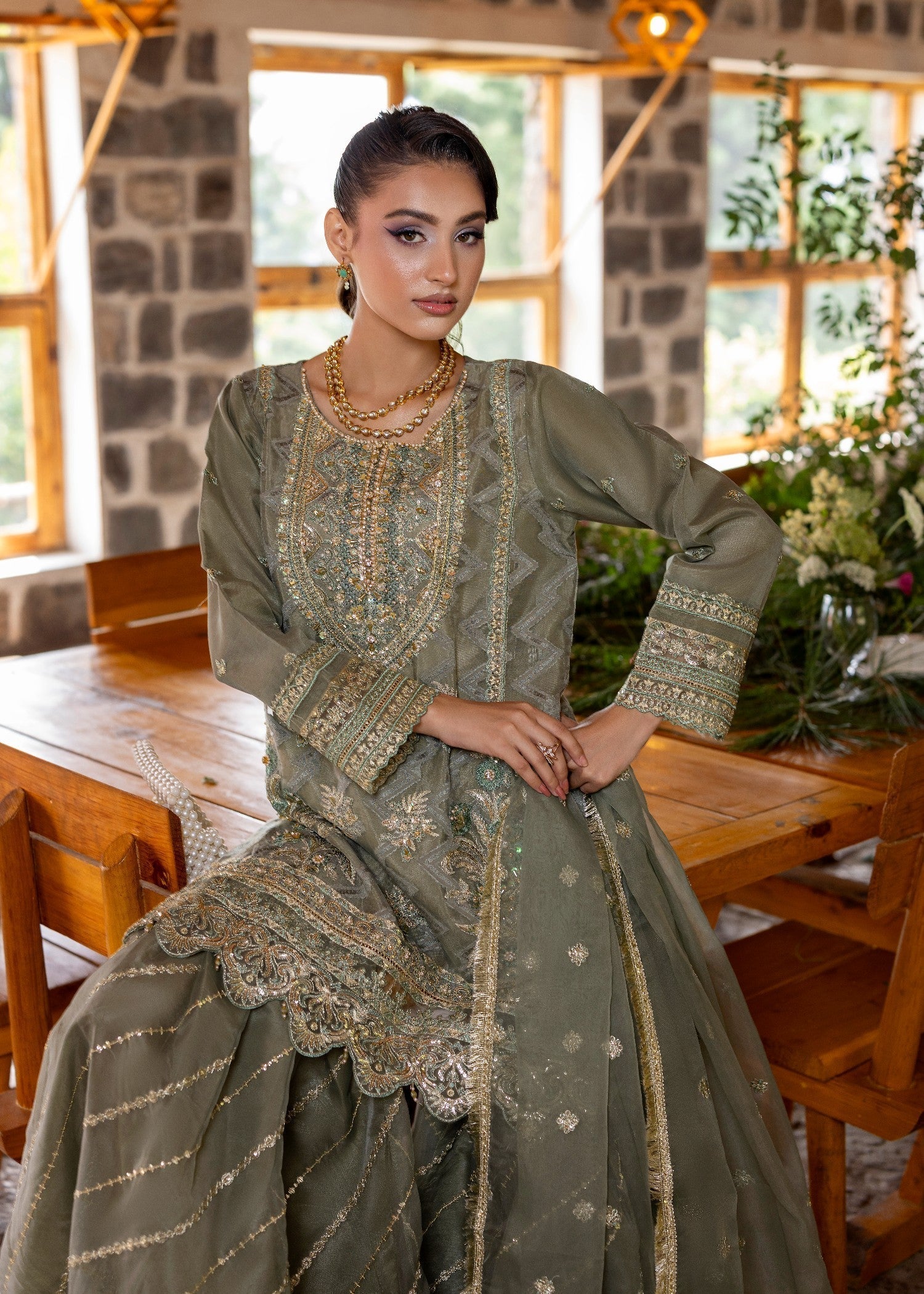 Embroidered Mint Green Organza Pakistani Suit Online in KSA Riyadh Saudi Arabia Oman Bahrain Qatar