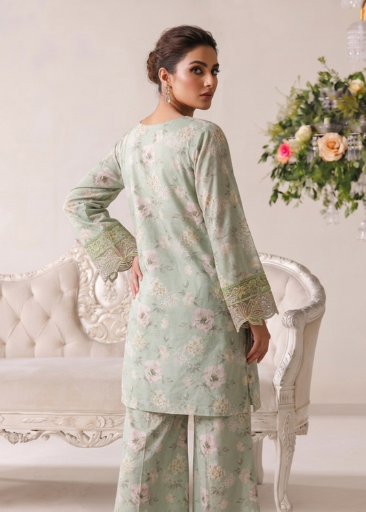 Embroidered Mint Green Sharara Gharara Online in Dubai DXB UAE Abudhabi Meena Bazaar