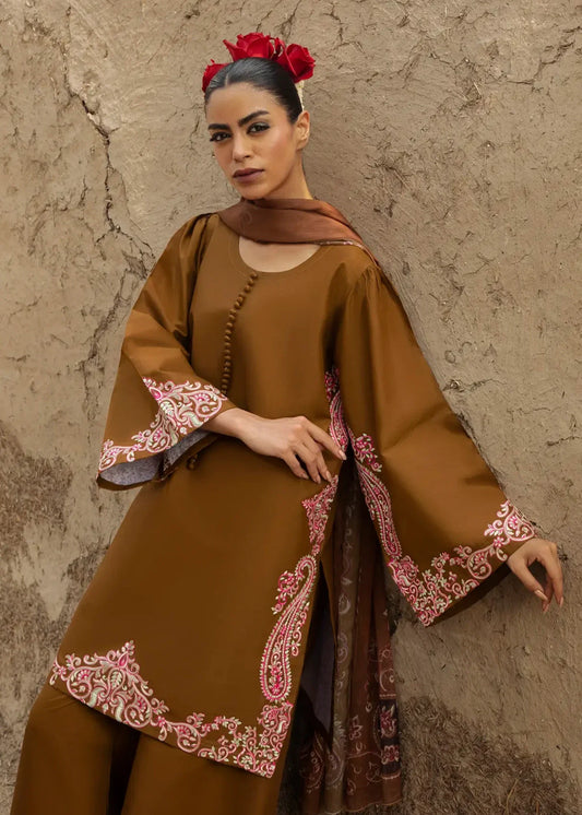 Embroidered Mocha Brown Pakistani Suit Online in Dubai DXB UAE Abudhabi Meena Bazaar
