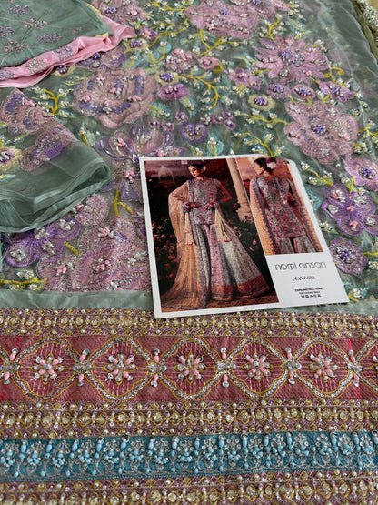 Embroidered Multi Chiffon Bridal Lehenga Set Online in Sri Lanka India Australia
