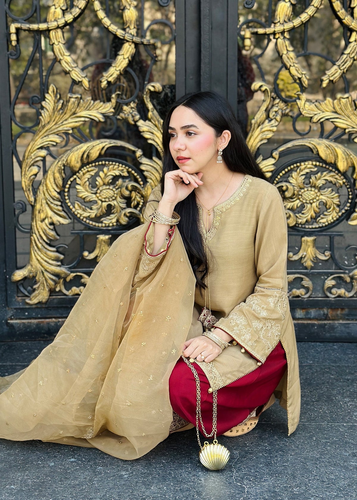 Embroidered Multi Color Silk Farshi Shalwar Online in Sri Lanka India Australia