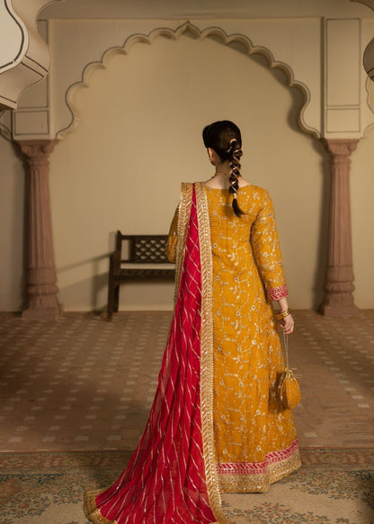 Embroidered Mustard Chiffon Pakistani Outfit Online in Dubai DXB UAE Abudhabi Meena Bazaar
