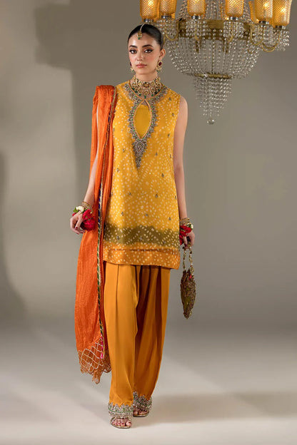 Embroidered Mustard Chiffon Pakistani Suit Online in Dubai DXB UAE Abudhabi Meena Bazaar