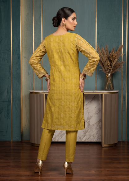 Embroidered Mustard Straight Kurta Suit Online in Dubai DXB UAE Abudhabi Meena Bazaar