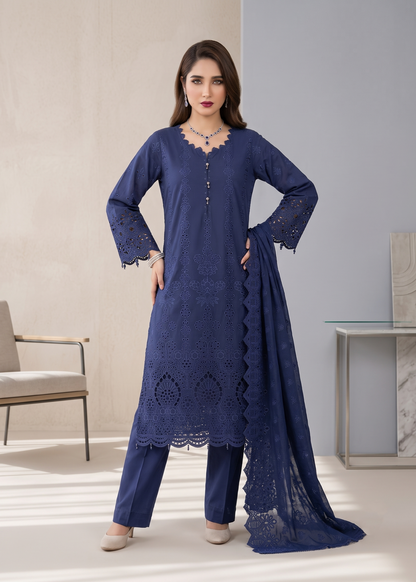 Embroidered Navy Blue Cotton Pakistani Suit Online in Sri Lanka India Australia