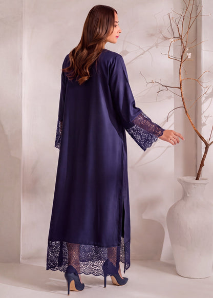Embroidered Navy Blue Kaftan Dress Online in KSA Riyadh Saudi Arabia Oman Bahrain Qatar