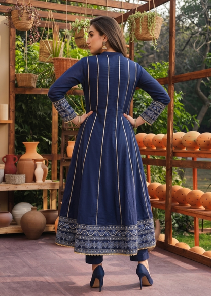 Embroidered Navy Blue Lawn Festive Wear Suit Online in Dubai DXB UAE Abudhabi Meena Bazaar