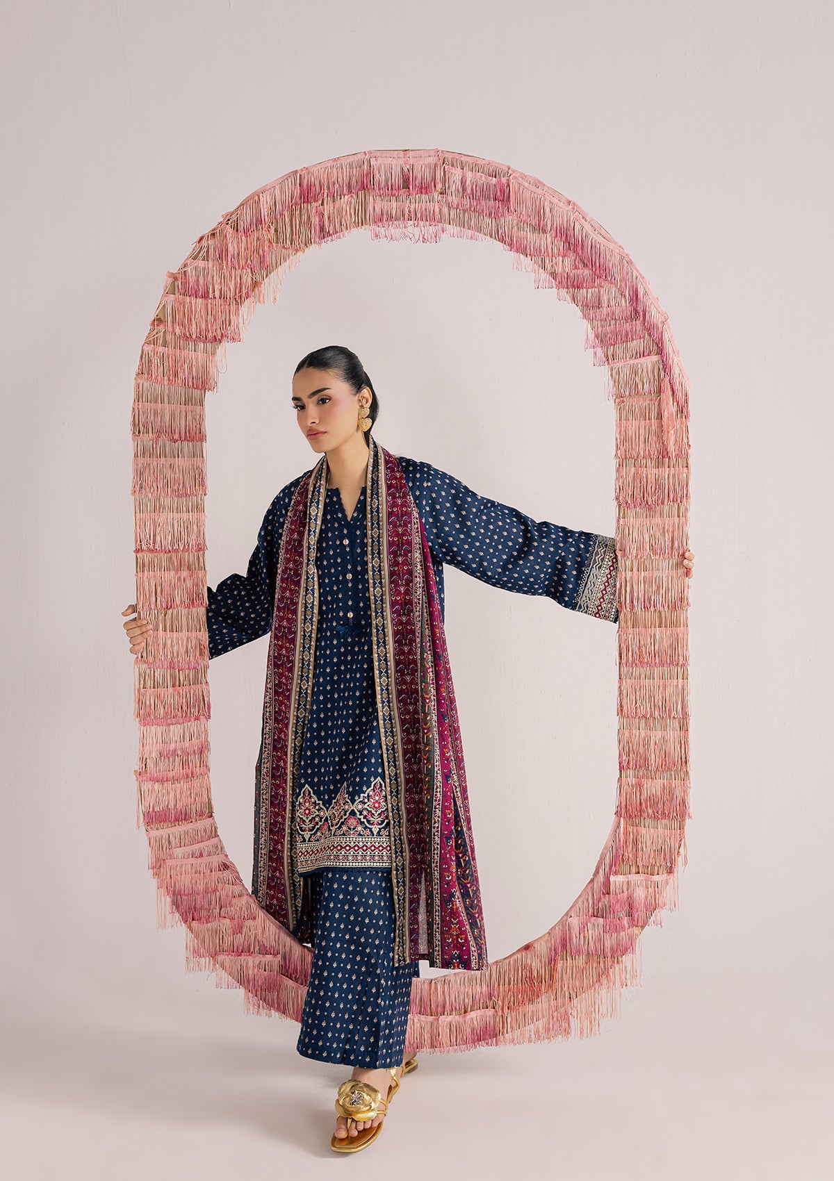 Embroidered Navy Blue Lawn Pakistani Suit Online in Dubai DXB UAE Abudhabi Meena Bazaar