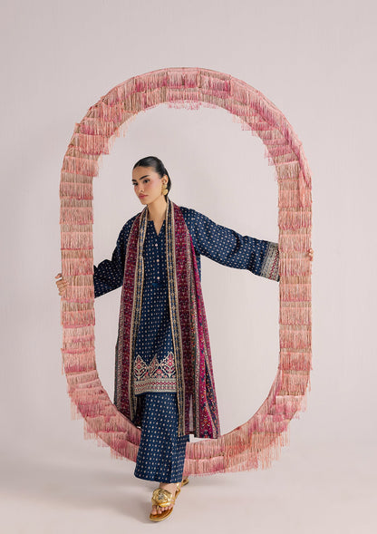 Embroidered Navy Blue Lawn Pakistani Suit Online in Dubai DXB UAE Abudhabi Meena Bazaar