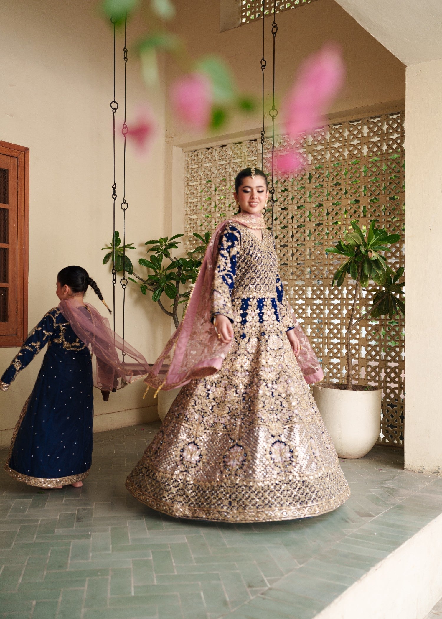 Embroidered Navy Net Pakistani Suit Online in Dubai UAE Abudhabi Ajman Sharjah