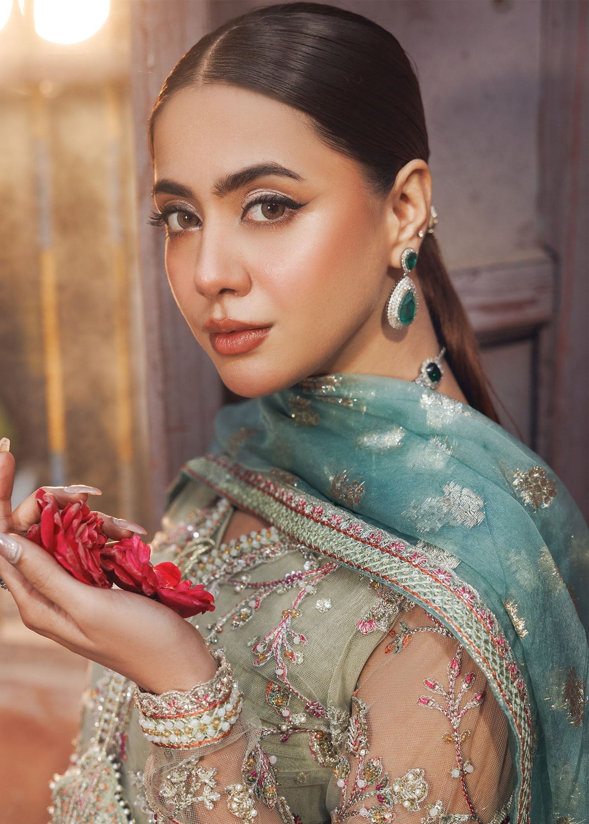 Embroidered Net Straight Cut Maxi with Jacket Pakistani Clothes Online in Dubai DXB UAE Abudhabi Meena Bazaar
