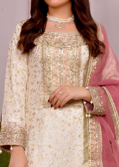 Embroidered Off-White Chiffon Pakistani Suit Online in Sri Lanka India Australia