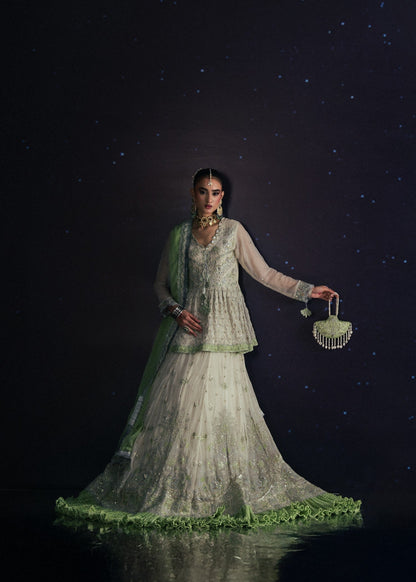Embroidered Off-White Chiffon Wedding Guest Wear Online in Sri Lanka India Australia
