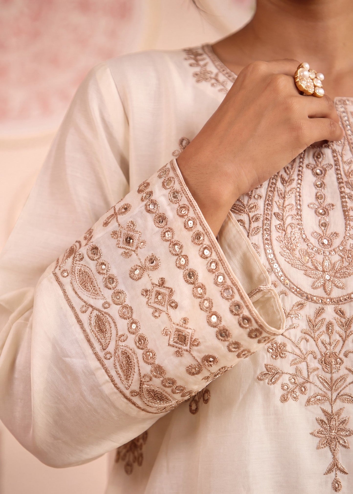 Embroidered Off-White Lawn Kurta Pajama Online in Dubai DXB UAE Abudhabi Meena Bazaar