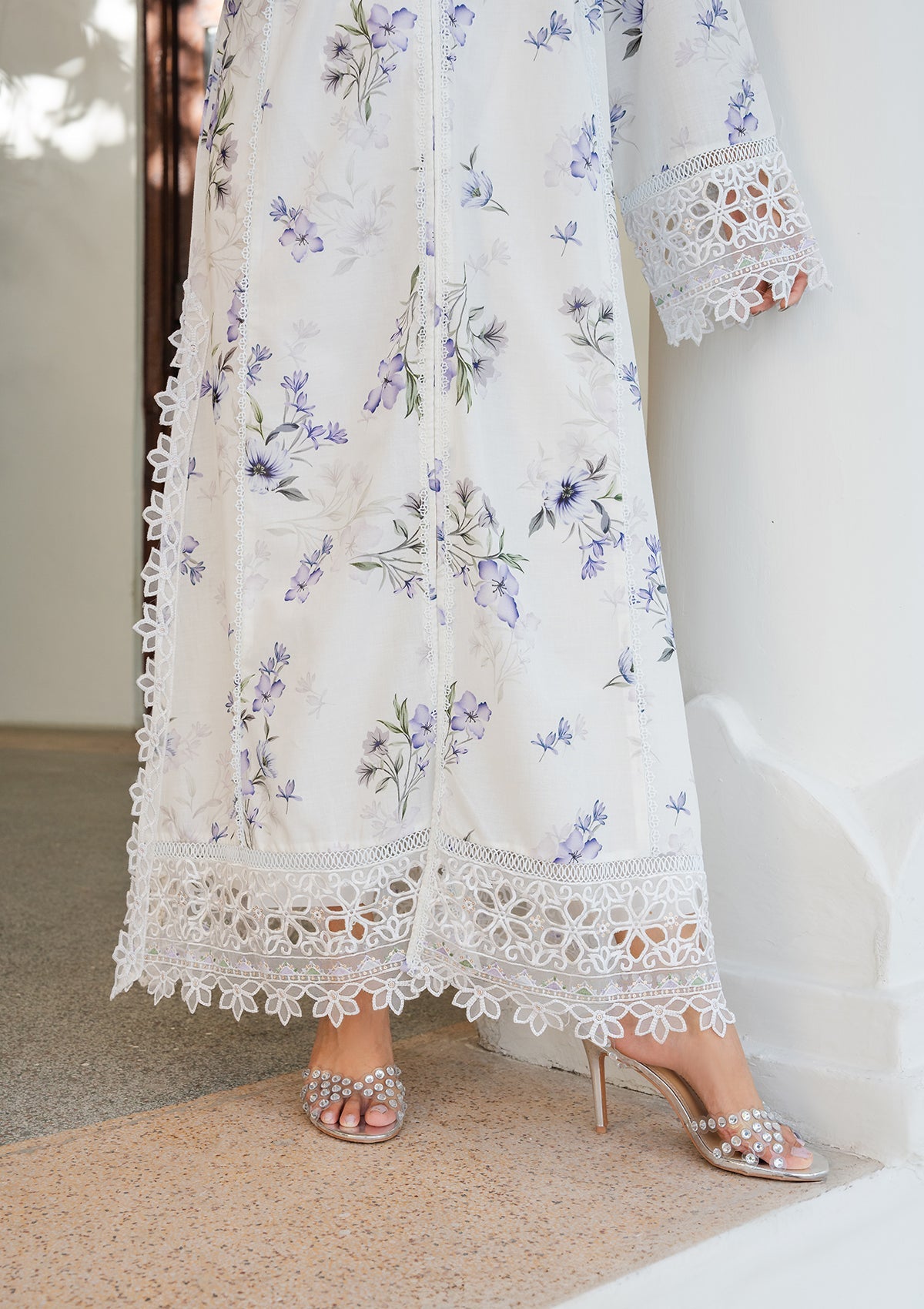 Embroidered Off-White Lawn Suit Online in Dubai UAE Abudhabi Ajman Sharjah