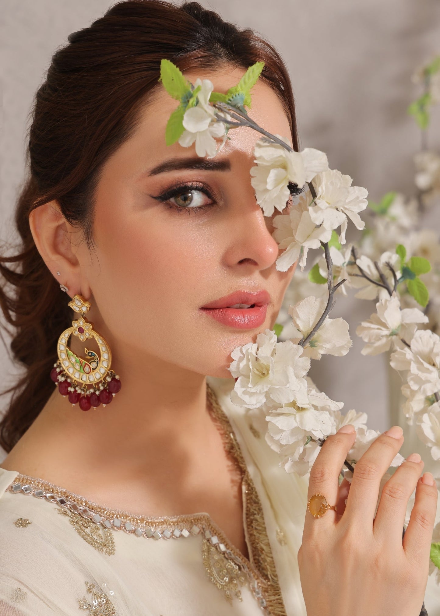 Embroidered Off-White Pishwas Salwar Kameez Online in UK USA Canada