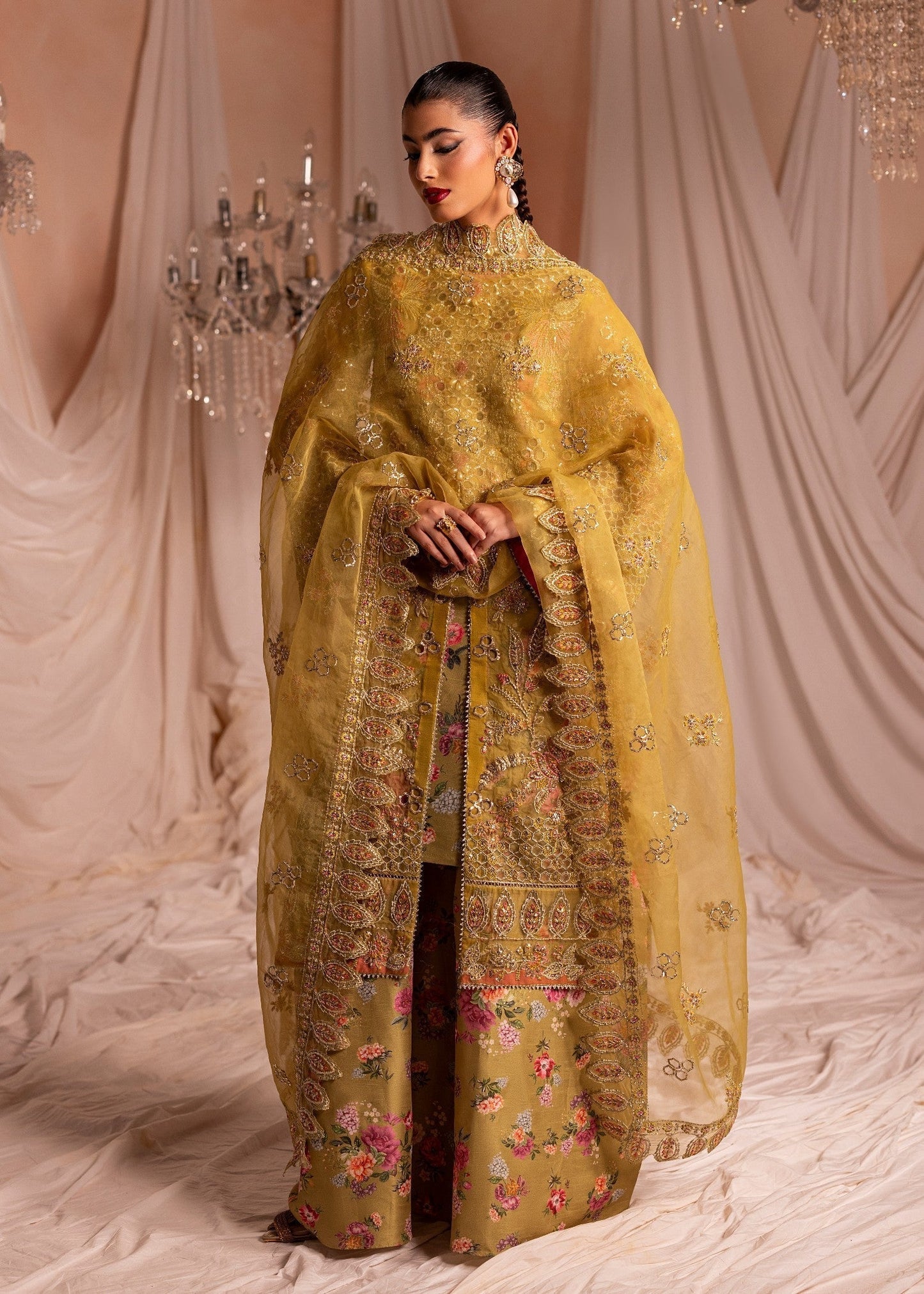 Embroidered Olive Green Raw Silk Salwar Kameez Online in KSA Riyadh Saudi Arabia Oman Bahrain Qatar