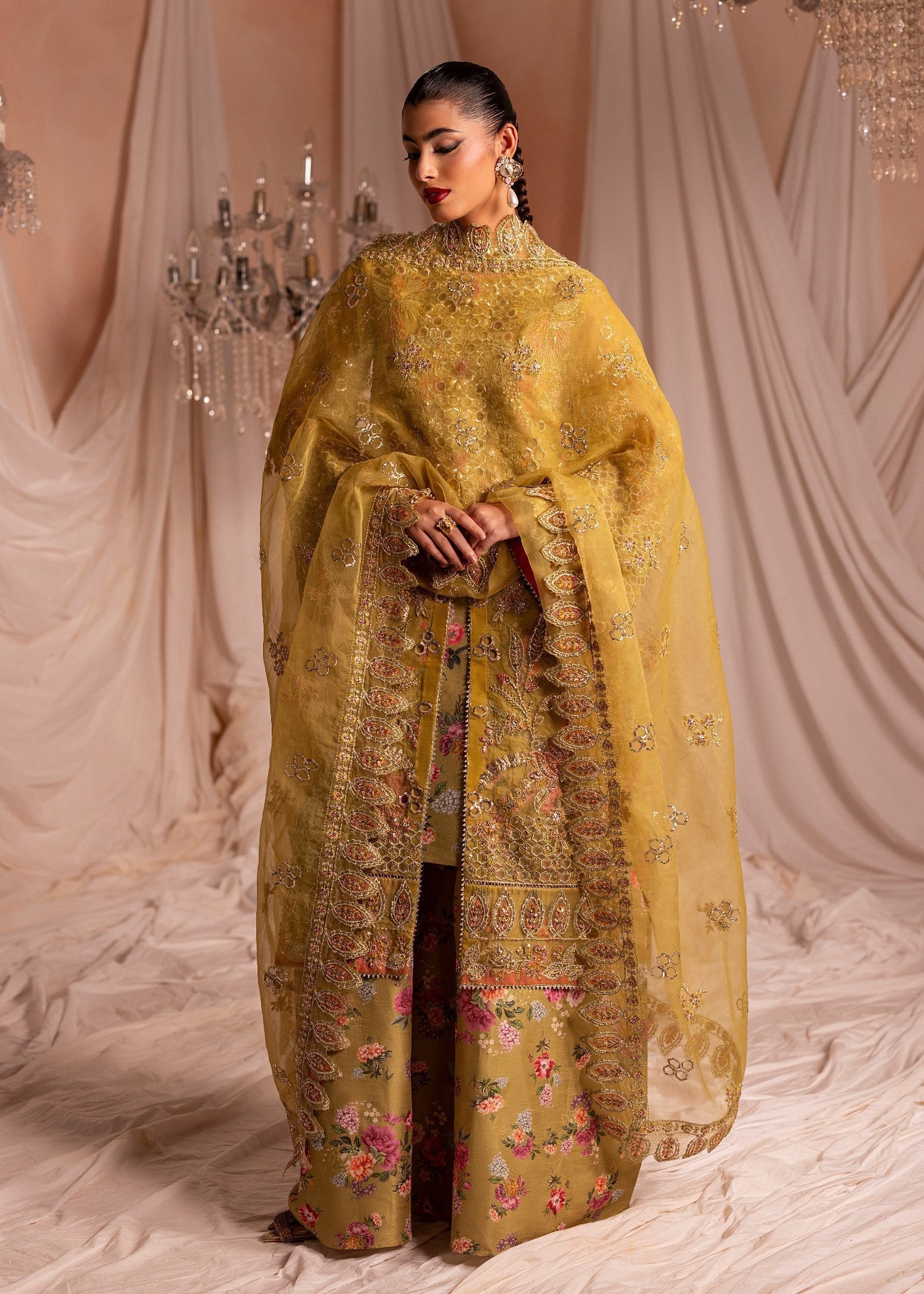Embroidered Olive Green Raw Silk Salwar Kameez Online in KSA Riyadh Saudi Arabia Oman Bahrain Qatar
