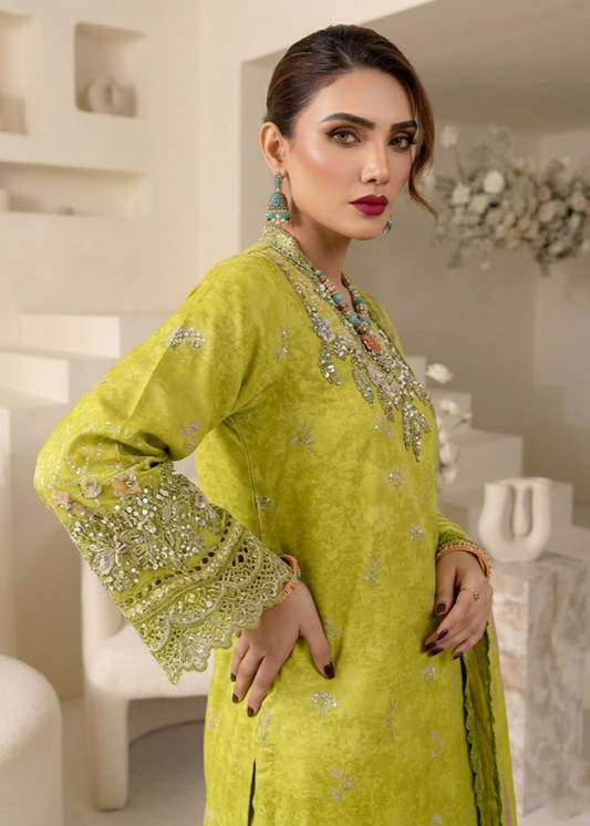 Embroidered Olive Green Raw Silk Straight Kurta Suit Online in Dubai DXB UAE Abudhabi Meena Bazaar