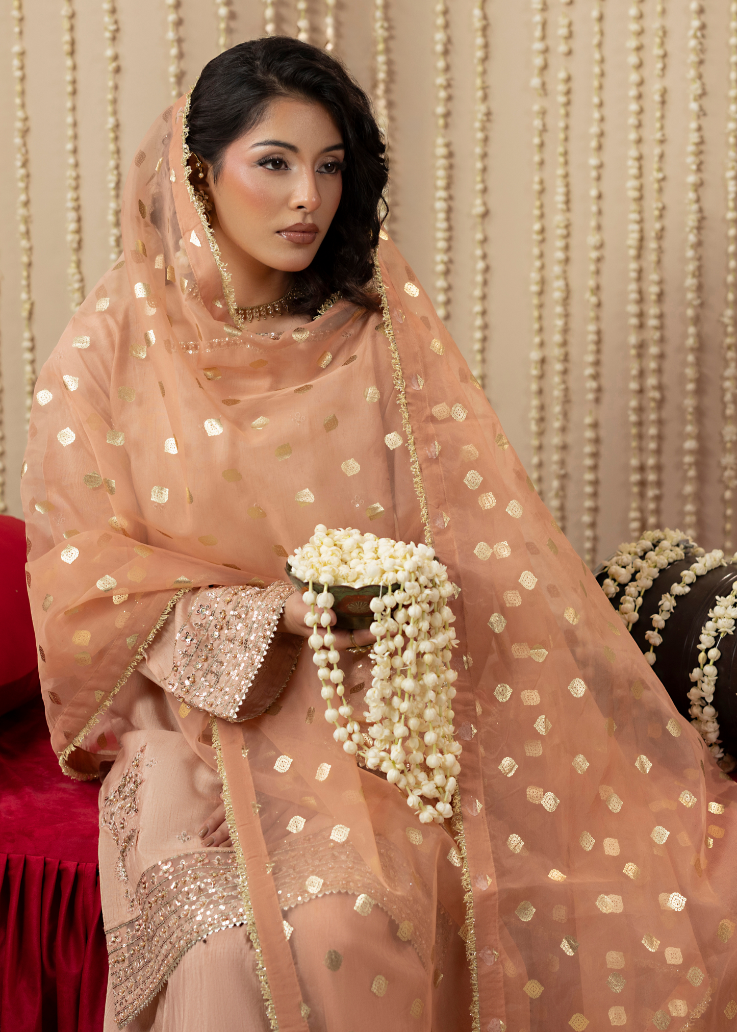 Embroidered Organza Dupatta Raw Silk Kurta Online in Dubai DXB UAE Abudhabi Meena Bazaar