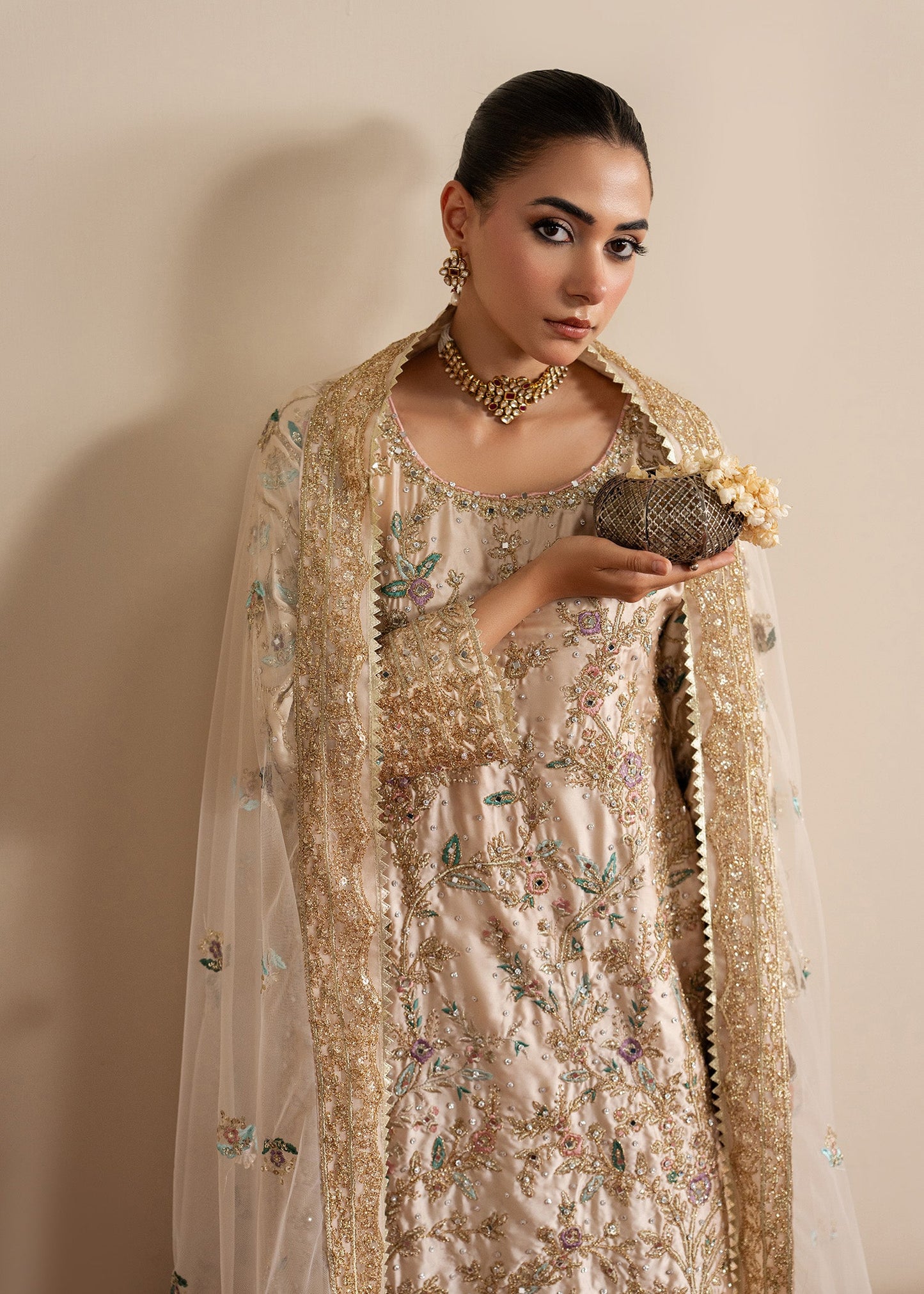 Embroidered Organza Dupatta Suit Online in Dubai UAE Abudhabi Ajman Sharjah