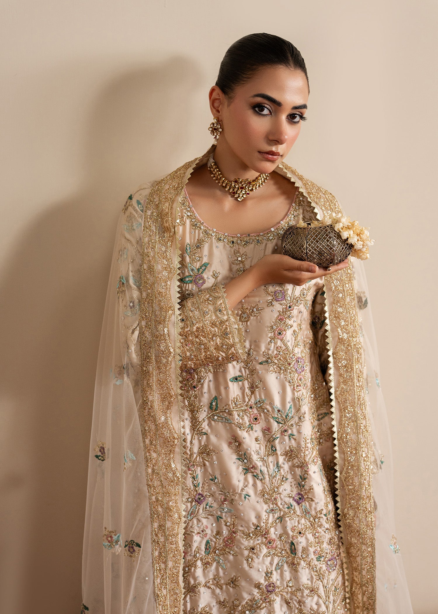 Embroidered Organza Dupatta Suit Online in Dubai UAE Abudhabi Ajman Sharjah