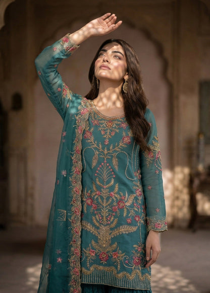 Embroidered Organza Partywear Gharara Online in Sri Lanka India Australia