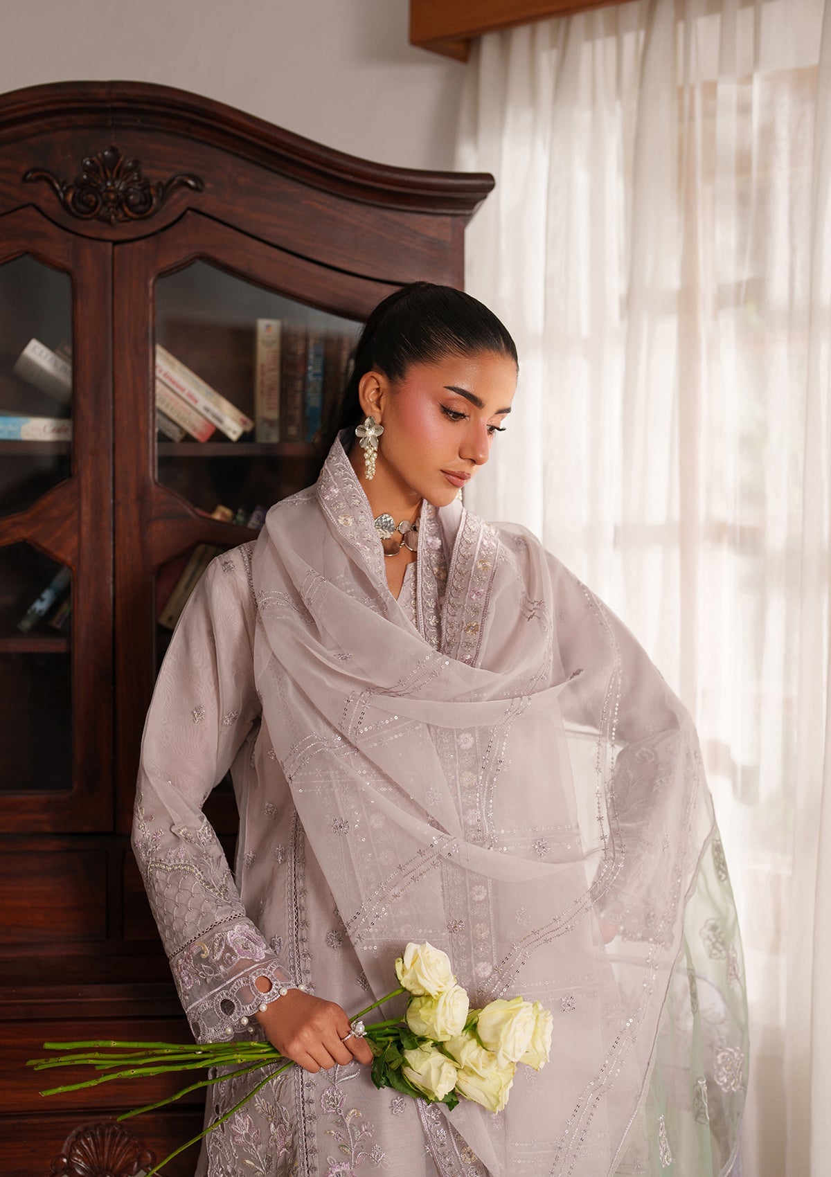 Embroidered Organza Raw Silk Salwar Kameez Online in KSA Riyadh Saudi Arabia Oman Bahrain Qatar