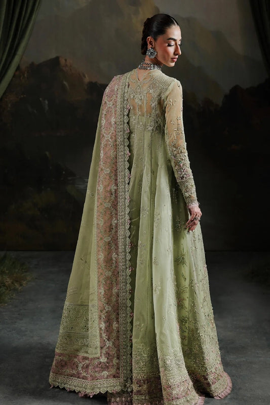 Embroidered Organza Salwar Kameez in Sage Green Online in KSA Riyadh Saudi Arabia Oman Bahrain Qatar