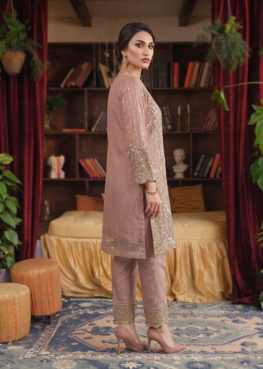 Embroidered Organza Straight Kurta Set Online in Dubai DXB UAE Abudhabi Meena Bazaar