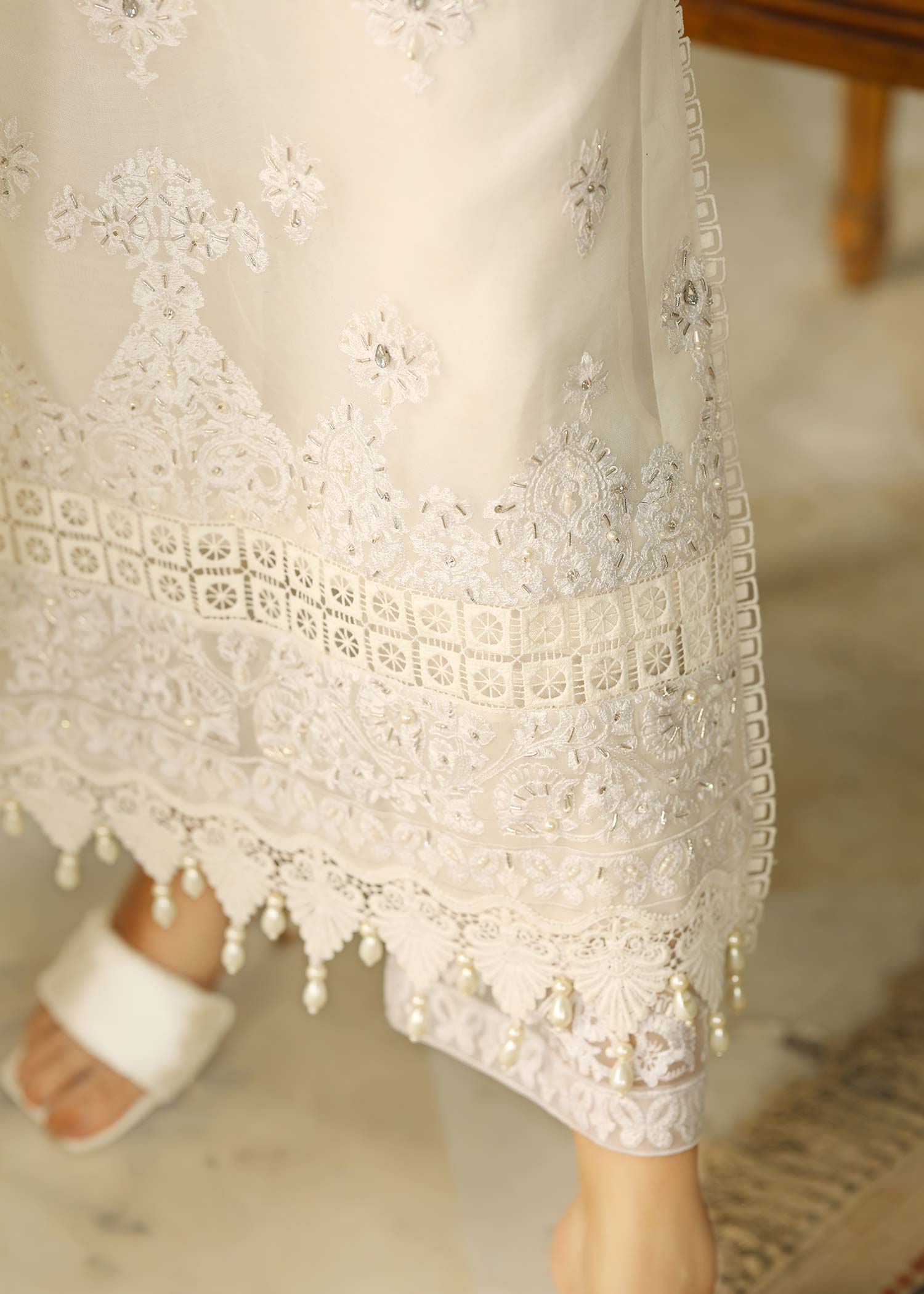 Embroidered Organza Three Piece Suit Online in Dubai UAE Abudhabi Ajman Sharjah