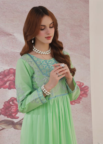 Embroidered Pastel Green Lawn Kaftan Kurta Online in Dubai UAE Abudhabi Ajman Sharjah