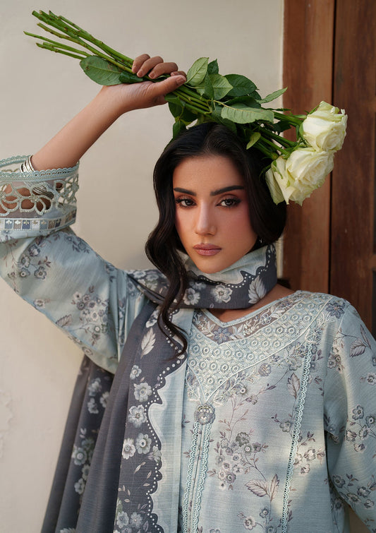 Embroidered Pastel Grey Lawn Salwar Kameez Online in KSA Riyadh Saudi Arabia Oman Bahrain Qatar