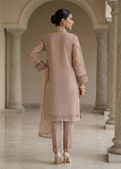 Embroidered Pastel Pink Organza Dress Material Online in Dubai DXB UAE Abudhabi Meena Bazaar