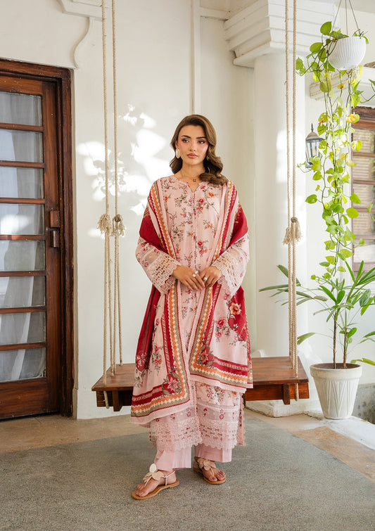 Embroidered Peach Lawn Pakistani Suit Online in UK USA Canada