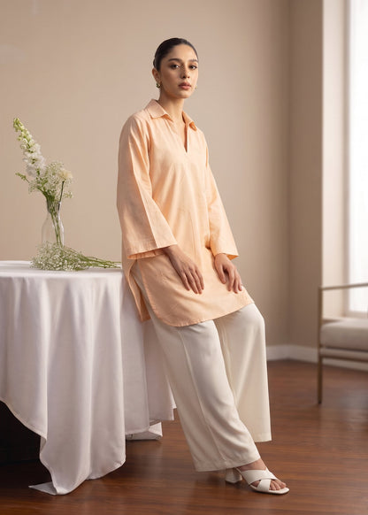 Embroidered Peach Orange Lawn Kurta Set Online in KSA Riyadh Saudi Arabia Oman Bahrain Qatar