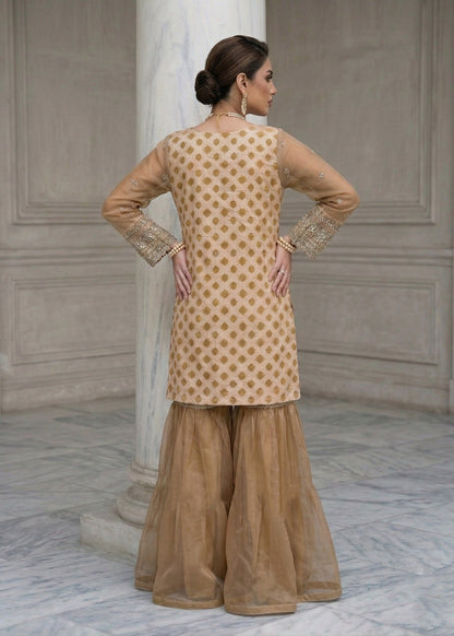 Embroidered Peach Organza Ladies Suit Online in Dubai UAE Abudhabi Ajman Sharjah