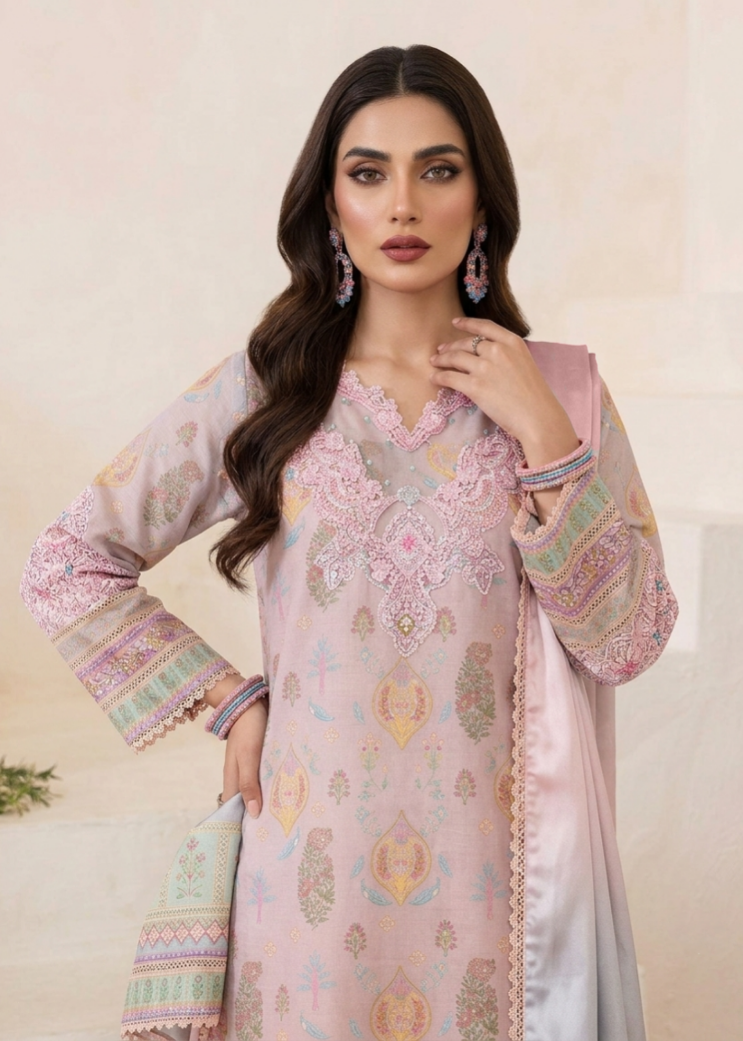 Embroidered Peach Pink Farshi Shalwar Pakistani Suit Online in Dubai UAE Abudhabi Ajman Sharjah