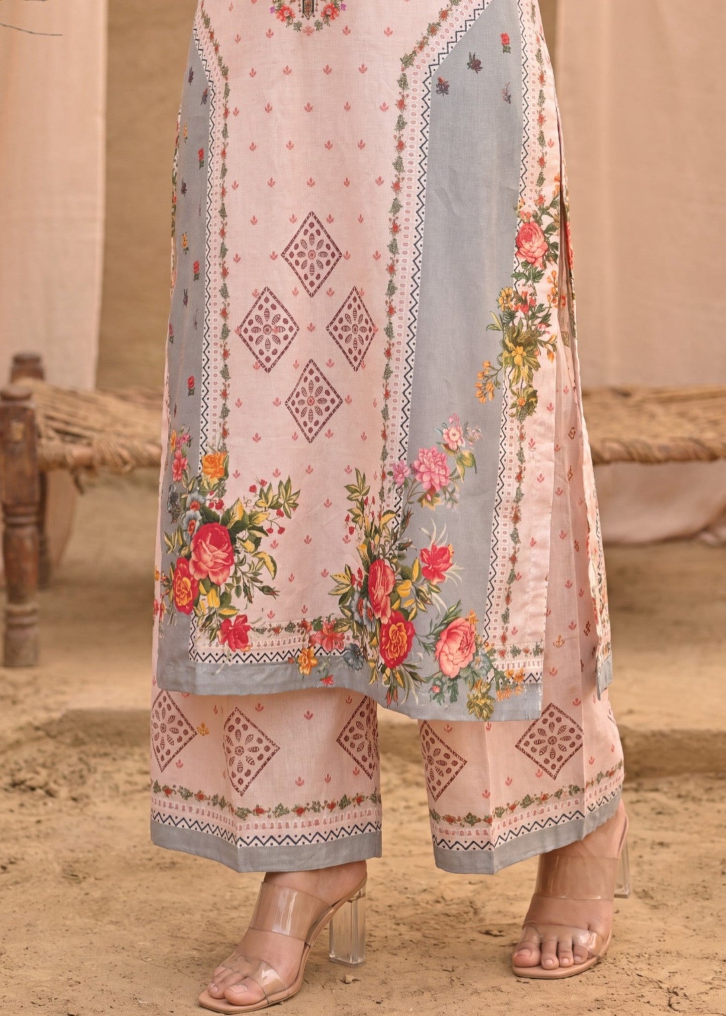 Embroidered Peach Pink Lawn Suit for Women Online in Dubai DXB UAE Abudhabi Meena Bazaar